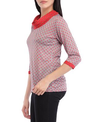 cowl neck polka dot top - 14049044 - Standard Image - 2
