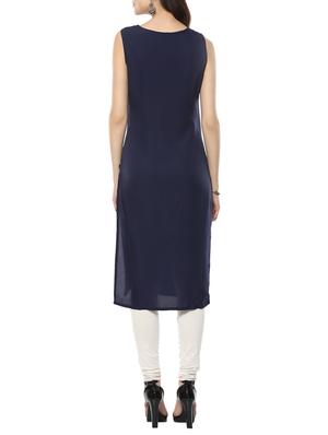 blue crepe kurta - 14049317 - Standard Image - 2