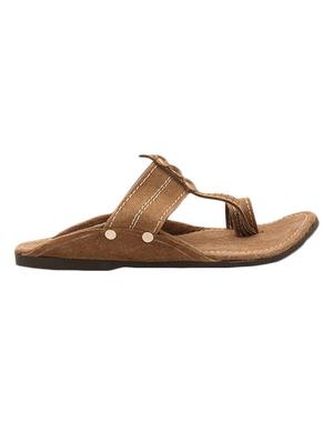 brown suede kolhapuri slipper - 14051576 - Standard Image - 2