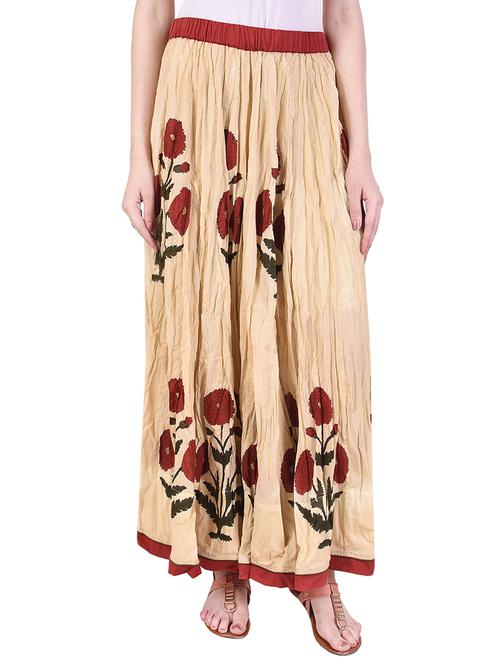 red poppy in desert' printed cotton skirt - 14052032 - Standard Image - 1