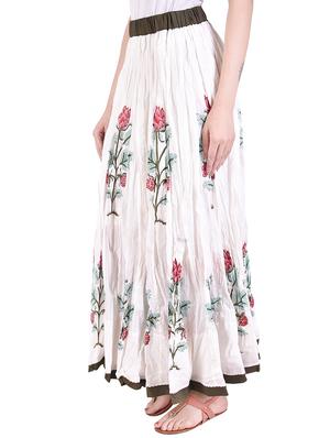 long rose bunch' printed cotton skirt - 14052035 - Standard Image - 2