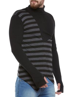 black cotton blend asymmetric t-shirt - 14065439 - Standard Image - 2