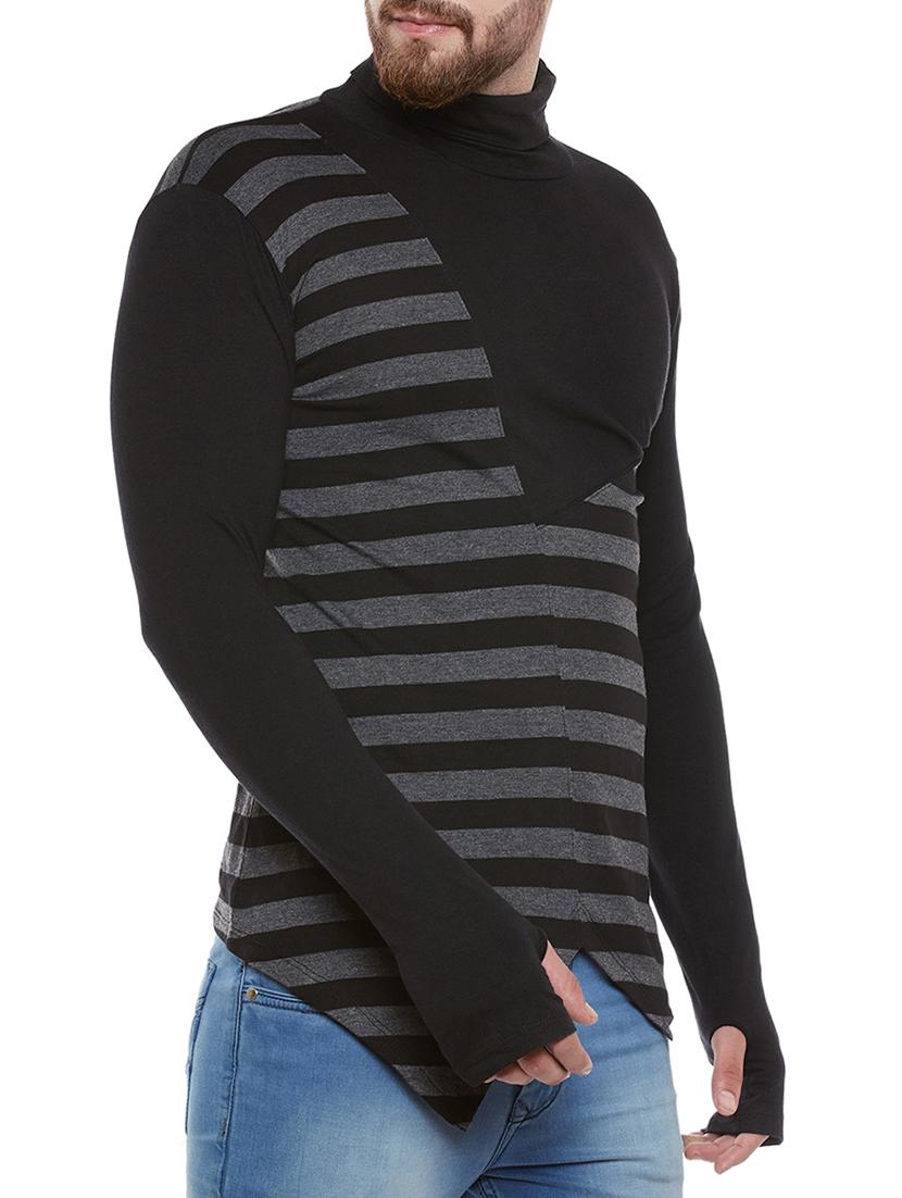 black cotton blend asymmetric t-shirt - 14065439 - Zoom Image - 2