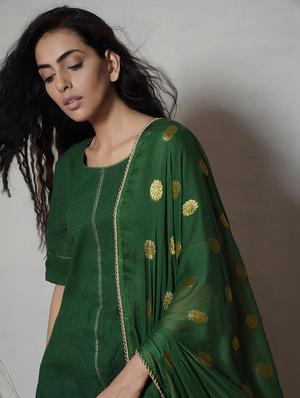 Gota patti asymmetric suit set - 14068699 - Standard Image - 5