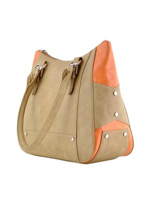 beige leatherette combo handbag - 14068736 - Standard Image - 5