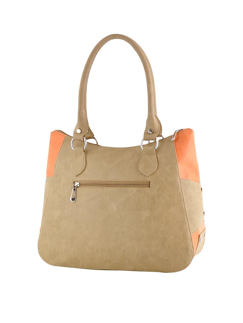 beige leatherette combo handbag - 14068736 - Zoom Image - 2