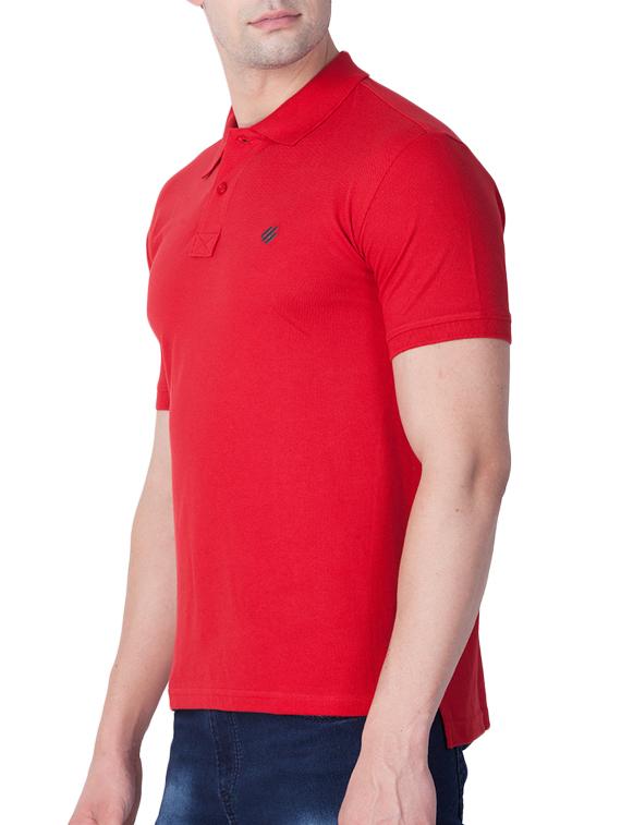 red cotton collared tshirt - 14070668 - Zoom Image - 2