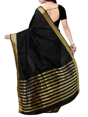 black woven saree with blouse - 14073250 - Standard Image - 2