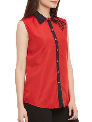 red cotton regular shirt - 14073761 - Standard Image - 2