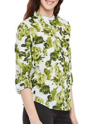 green floral printed cotton regular shirt - 14073777 - Standard Image - 2