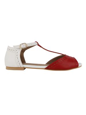 red faux leather ankle strap sandals - 14077037 - Standard Image - 2