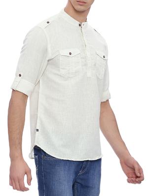 solid white cotton kurta - 14077324 - Standard Image - 2