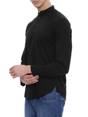 black cotton short kurta - 14077339 - Standard Image - 2