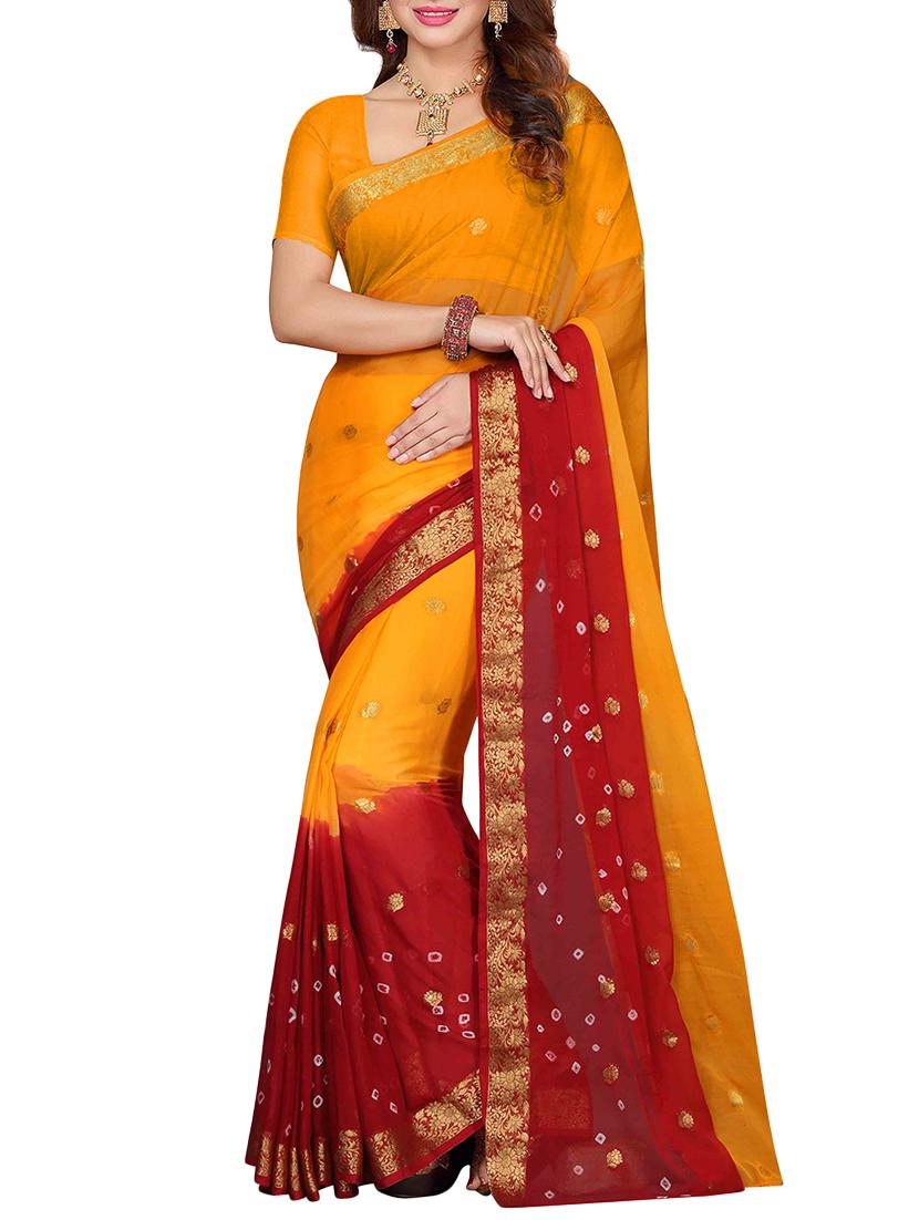 set of 2 multicolor chiffon saree with blouse - 14077616 - Zoom Image - 2