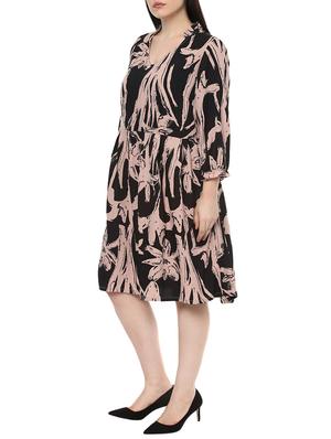 black printed plus dress - 14081034 - Standard Image - 2