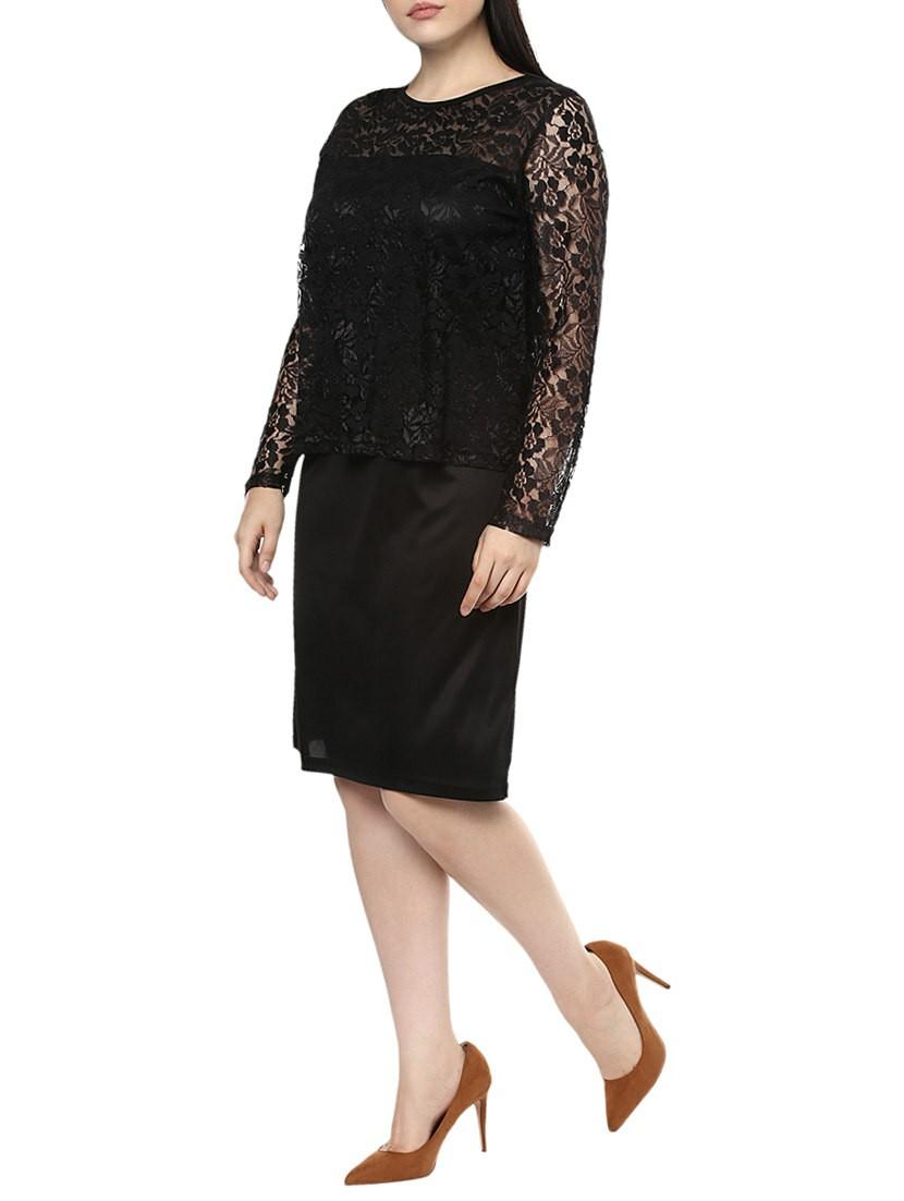 lace panel sheath dress - 14081043 - Zoom Image - 2