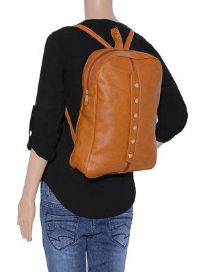 tan leatherette fashion backpack - 14082325 - Standard Image - 5