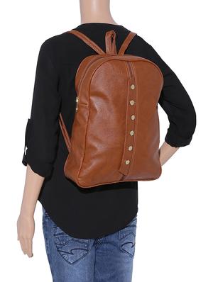 brown leatherette fashion backpack - 14082326 - Standard Image - 5