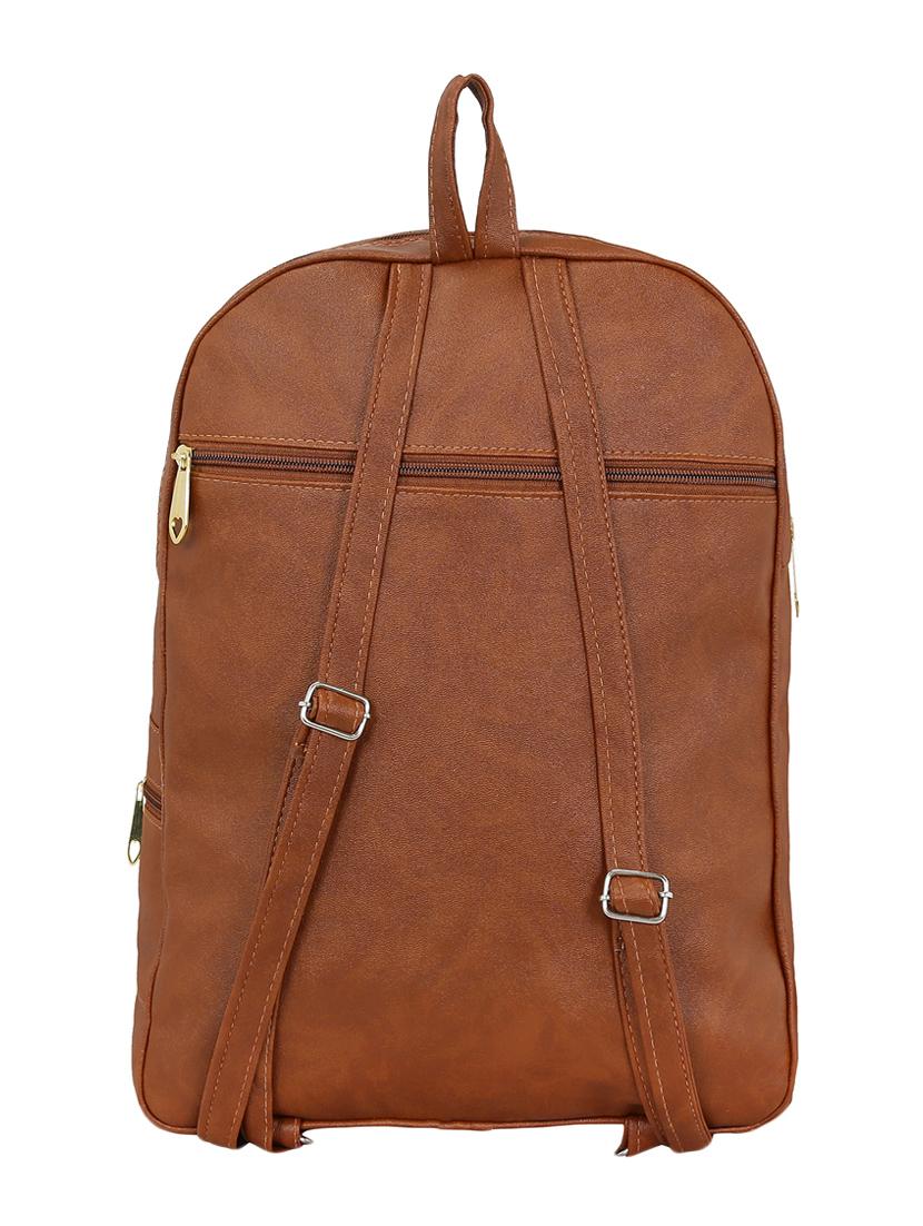 brown leatherette fashion backpack - 14082326 - Zoom Image - 2