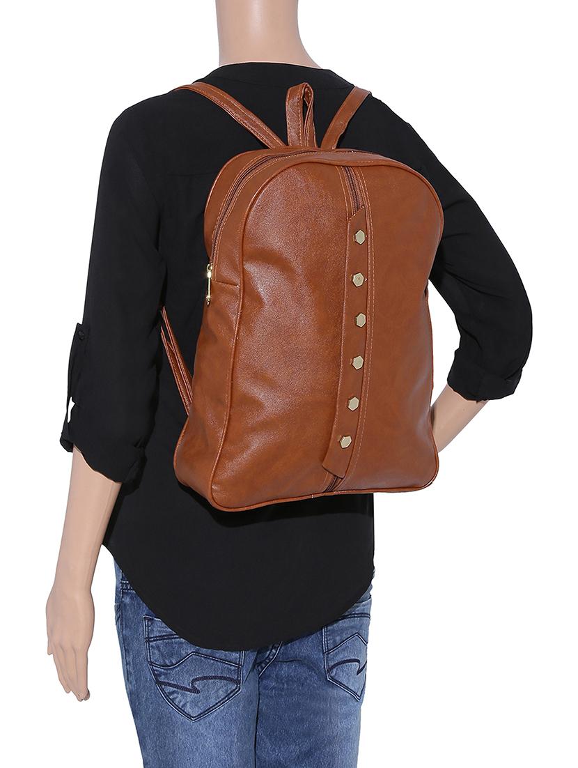 brown leatherette fashion backpack - 14082326 - Zoom Image - 5