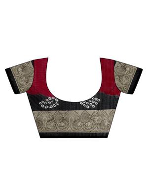 pink & black bandhani saree with blouse - 14083150 - Standard Image - 2