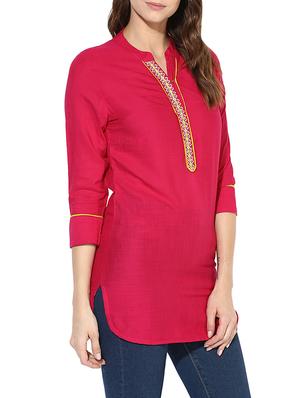 magenta rayon straight kurti - 14085682 - Standard Image - 2