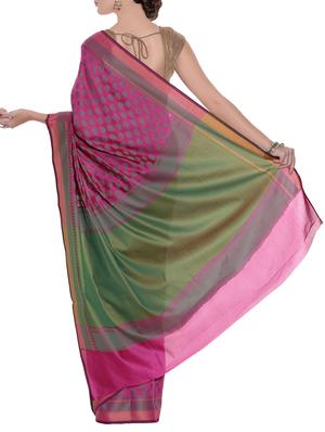 Magenta woven saree with blouse - 14089577 - Standard Image - 2