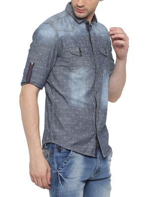 grey denim casual shirt - 14093897 - Standard Image - 2