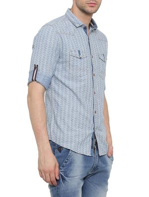 light blue denim casual shirt - 14093913 - Standard Image - 2