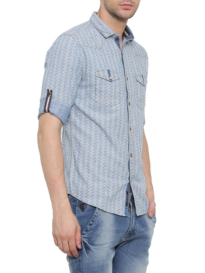 light blue denim casual shirt - 14093913 - Zoom Image - 2
