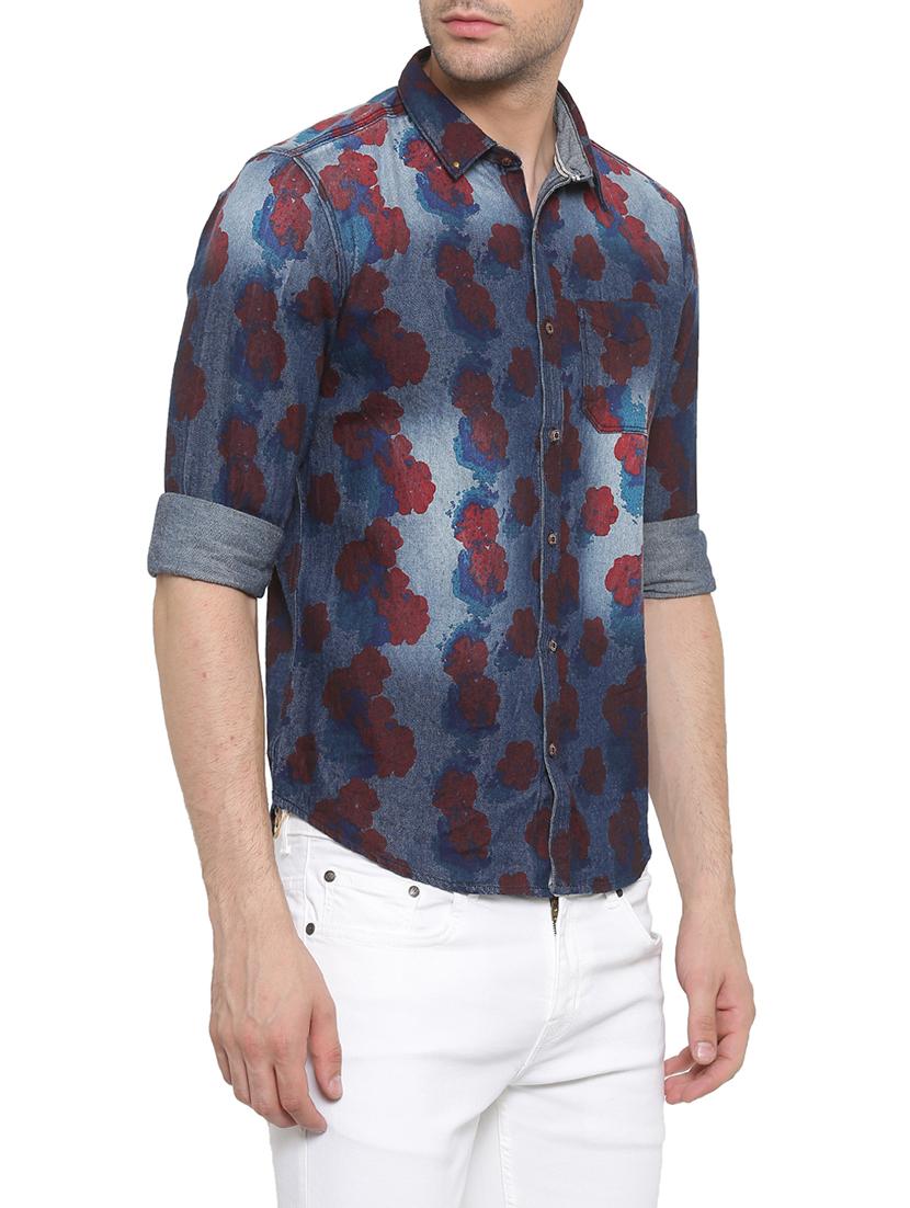 dark blue denim casual shirt - 14094117 - Zoom Image - 2
