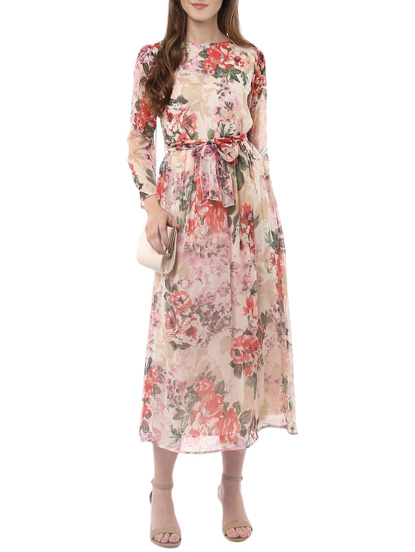 tie front floral a-line dress - 14094271 - Zoom Image - 2