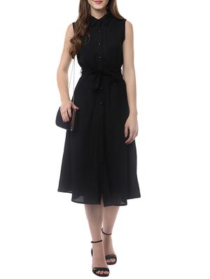 solid black poly blend dress - 14094284 - Standard Image - 2