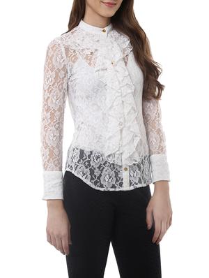 Lace Ruffle Shirt Top - 14094363 - Standard Image - 2