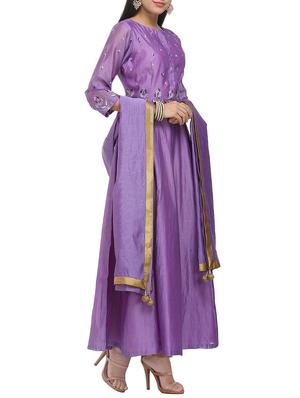 kaanchie nanggia purple chanderi aari embroidered kurta - 14094415 - Standard Image - 2