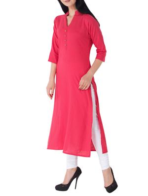 pink cotton long kurta - 14094653 - Standard Image - 2