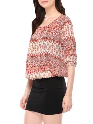 red printed crepe top - 14100601 - Standard Image - 2