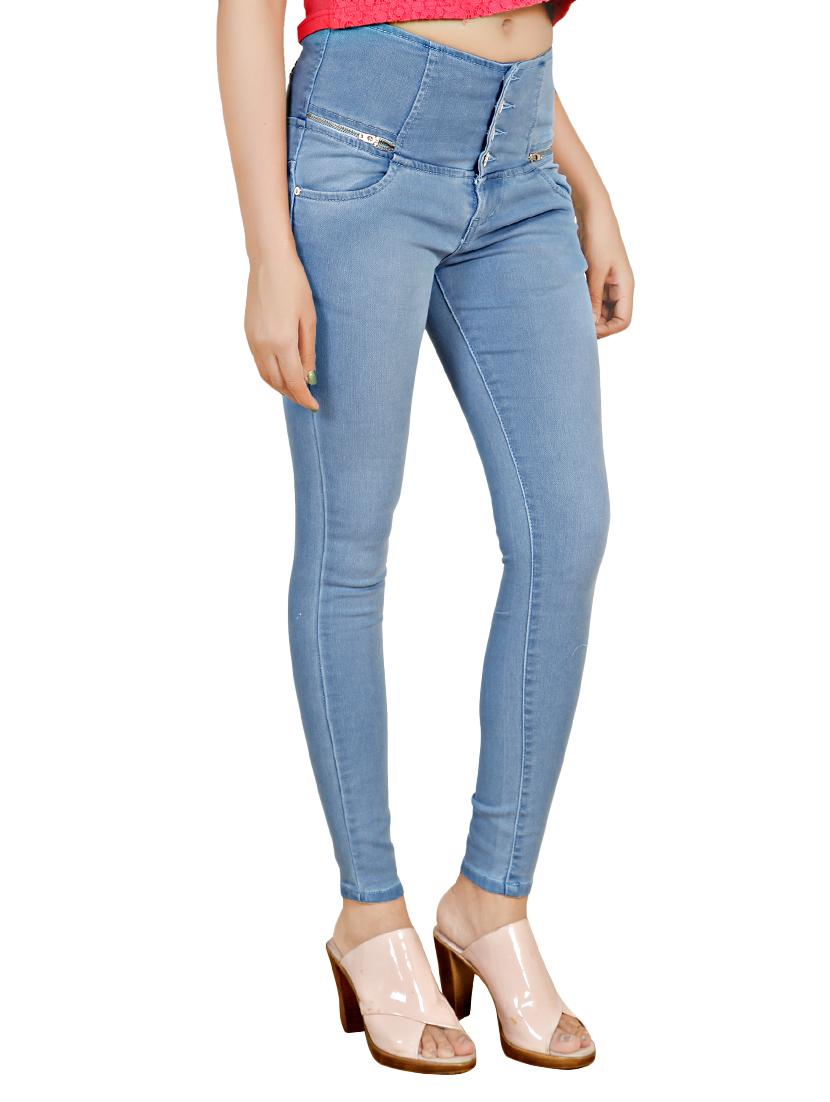 light blue solid denim jeans - 14103731 - Zoom Image - 2