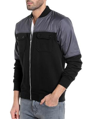 black cotton casual jacket - 14104171 - Standard Image - 2