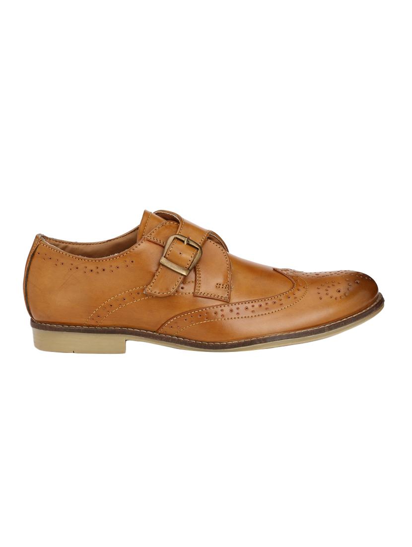 tan leatherette slip on monk strap - 14106081 - Zoom Image - 2