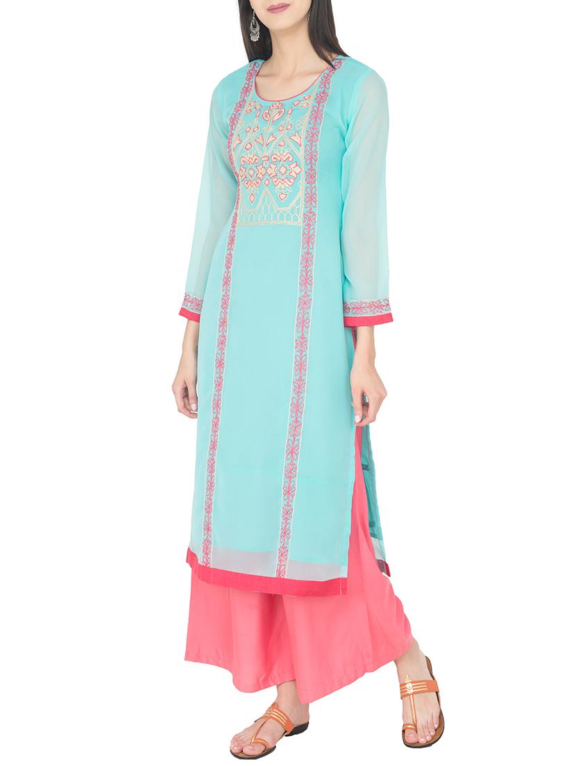 Embroidered straight kurta - 14115086 - Zoom Image - 2