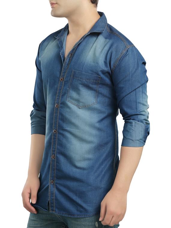 light blue denim casual shirt - 14121592 - Zoom Image - 2