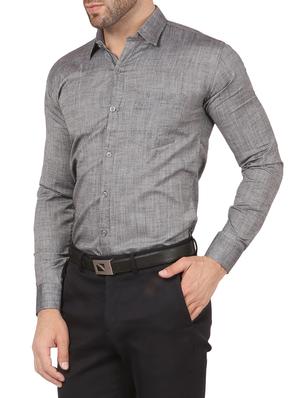 grey cotton formal shirt - 14123368 - Standard Image - 2