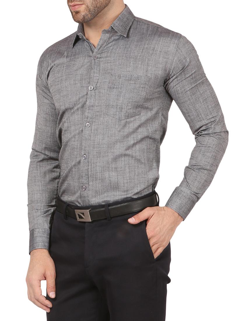grey cotton formal shirt - 14123368 - Zoom Image - 2