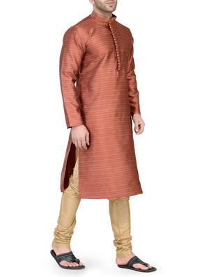 maroon silk blend kurta payjama set - 14124839 - Standard Image - 2