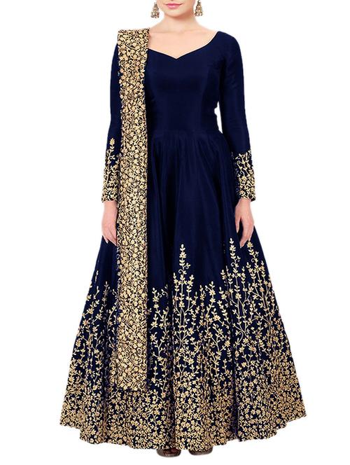 embroidered semi-stitched flared suit - 14125075 - Standard Image - 1