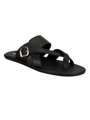 black leatherette slip on slipper - 14127799 - Standard Image - 2