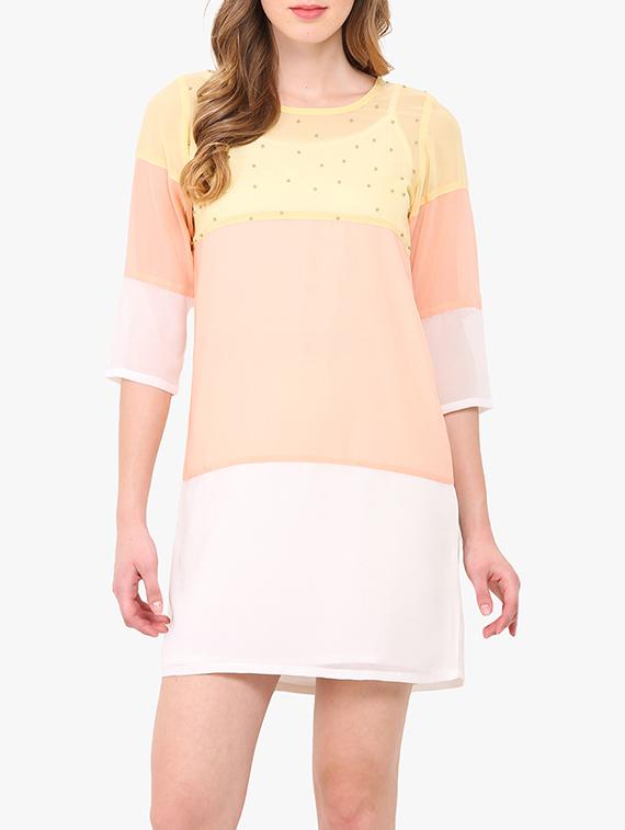 pink georgette shift dress - 14128852 - Zoom Image - 2