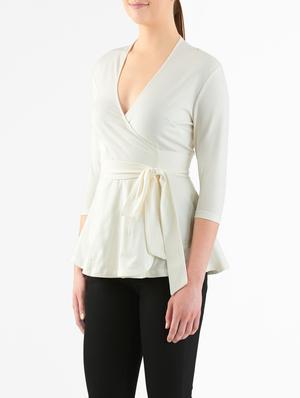 Off White Wrap Style Top - 14132652 - Standard Image - 2