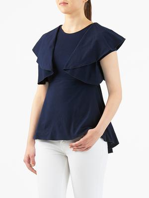 I WEAR MY STYLE navy blue cotton jersey top - 14132676 - Standard Image - 2